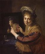 REMBRANDT Harmenszoon van Rijn, Girl at a Mirror